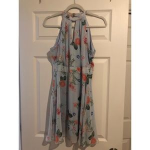 Blue and Pink Floral Halter Dress